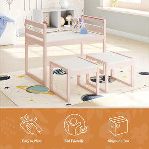 Max & Finn Signy 3-Piece Kids Activity Table Set - Pale Pink