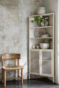 Novogratz Channing Corner Storage Cabinet with 2 Doors - Parchment
