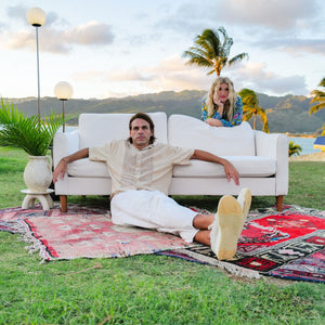 Mr. Kate Moon 73.5" Upholstered Sofa with Curved Back  - Ivory - 3-Seater