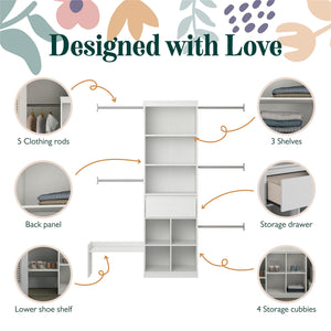 Max & Finn Grow with Me Adjustable Closet Organizer - White