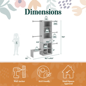 Max & Finn Grow with Me Adjustable Closet Organizer - Dove Gray