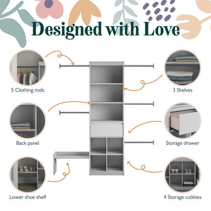 Max & Finn Grow with Me Adjustable Closet Organizer - Dove Gray