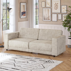 RealRooms Allie Corduroy 82" Futon Sofa Bed, Ivory - Ivory Corduroy - 3-Seater