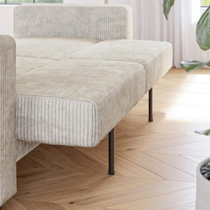 RealRooms Allie Corduroy 82" Futon Sofa Bed, Ivory - Ivory Corduroy - 3-Seater