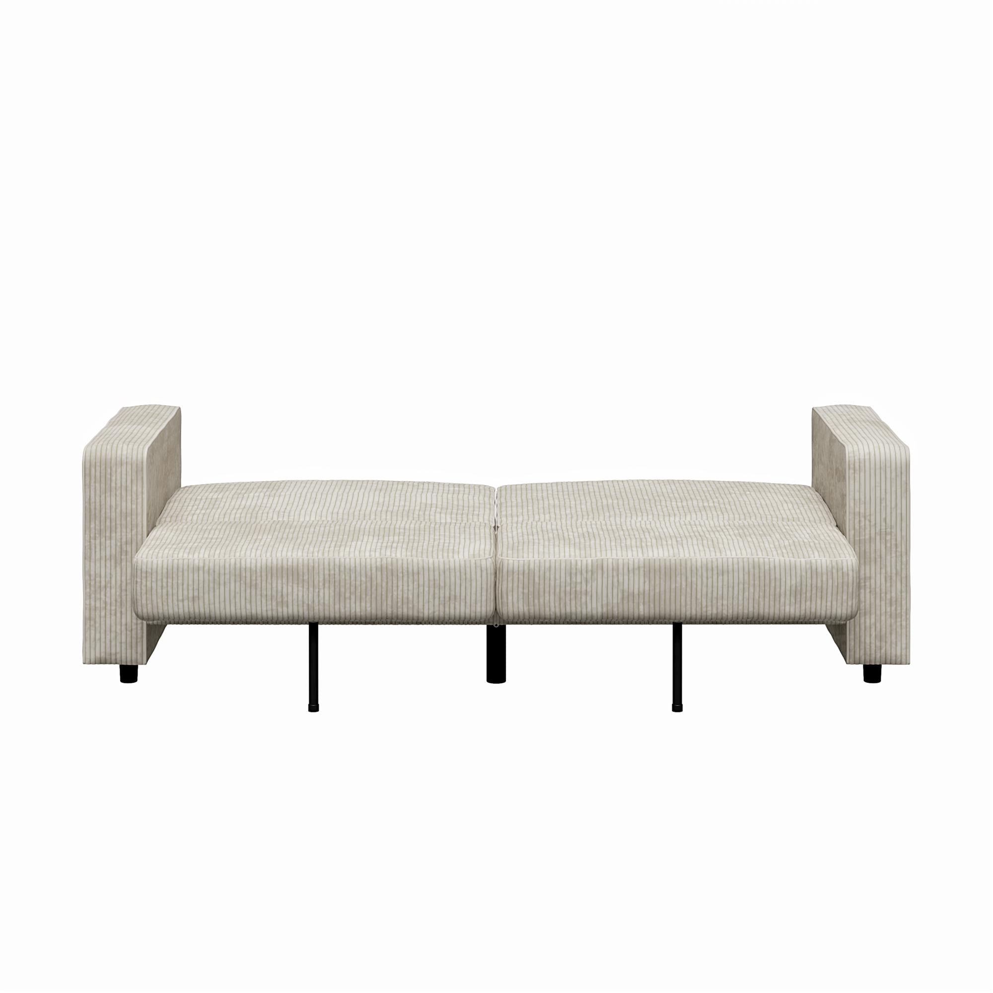 RealRooms Allie Corduroy 82" Futon Sofa Bed, Ivory - Ivory Corduroy - 3-Seater