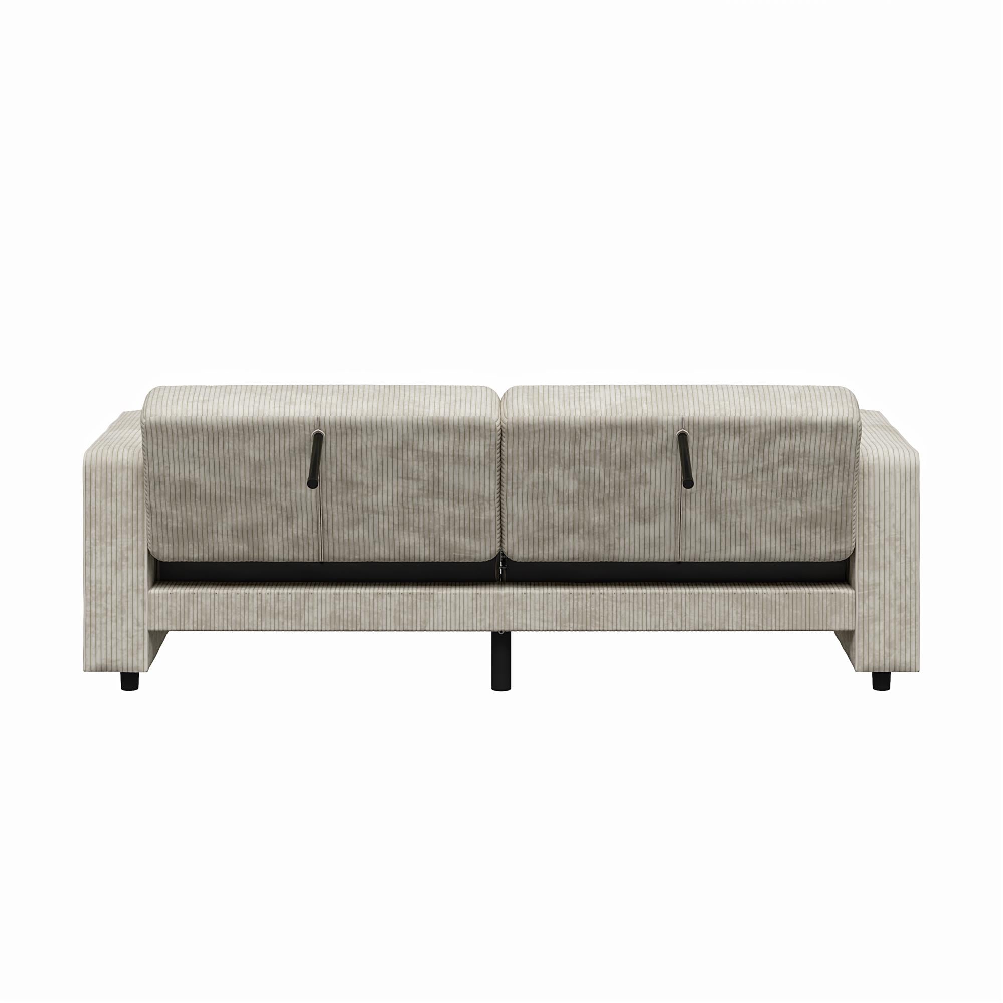 RealRooms Allie Corduroy 82" Futon Sofa Bed, Ivory - Ivory Corduroy - 3-Seater