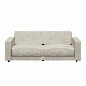 RealRooms Allie Corduroy 82" Futon Sofa Bed, Ivory - Ivory Corduroy - 3-Seater