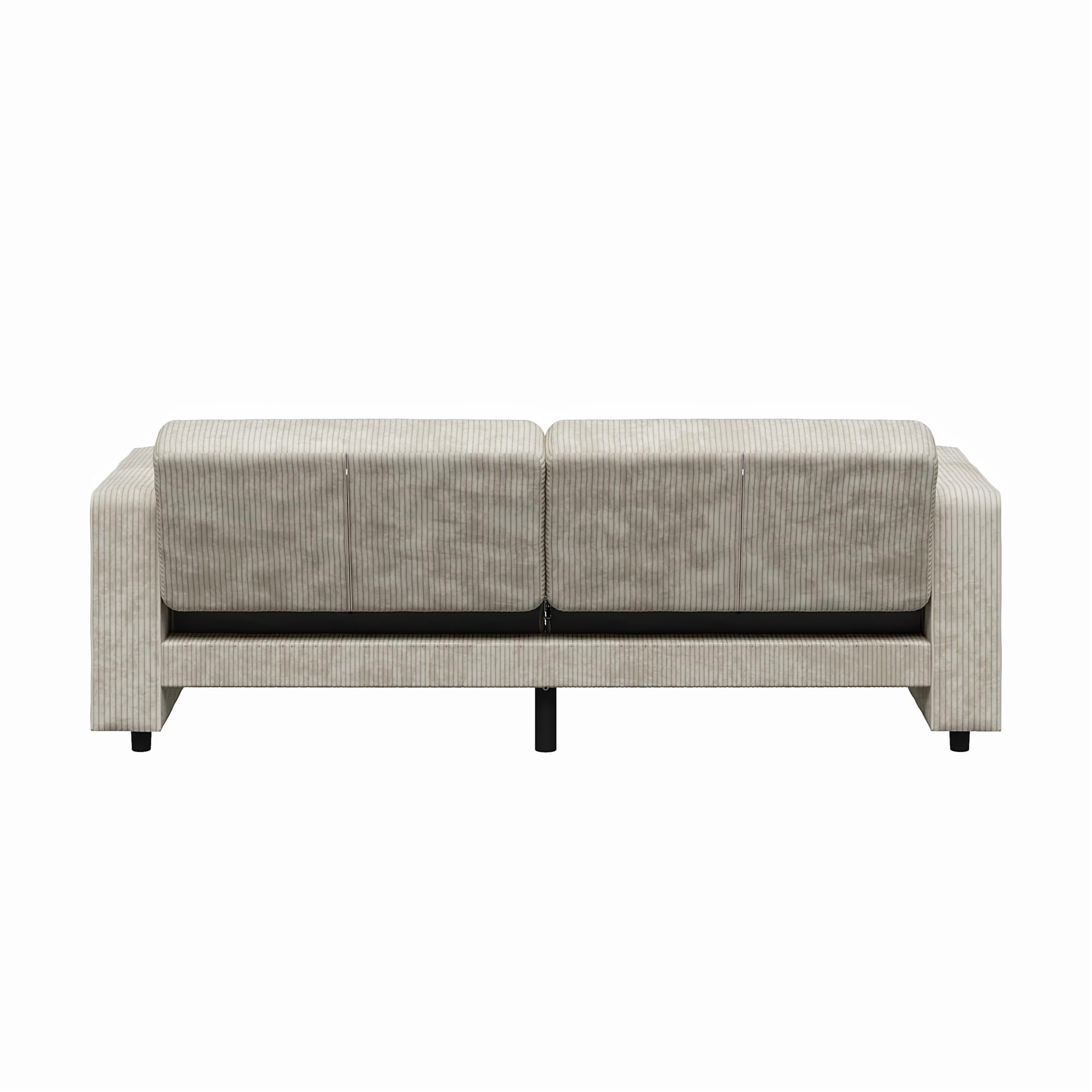 RealRooms Allie Corduroy 82" Futon Sofa Bed, Ivory - Ivory Corduroy - 3-Seater