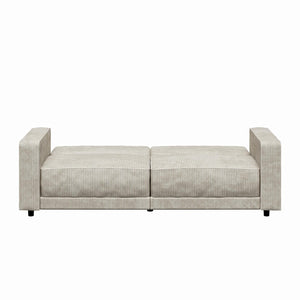 RealRooms Allie Corduroy 82" Futon Sofa Bed, Ivory - Ivory Corduroy - 3-Seater