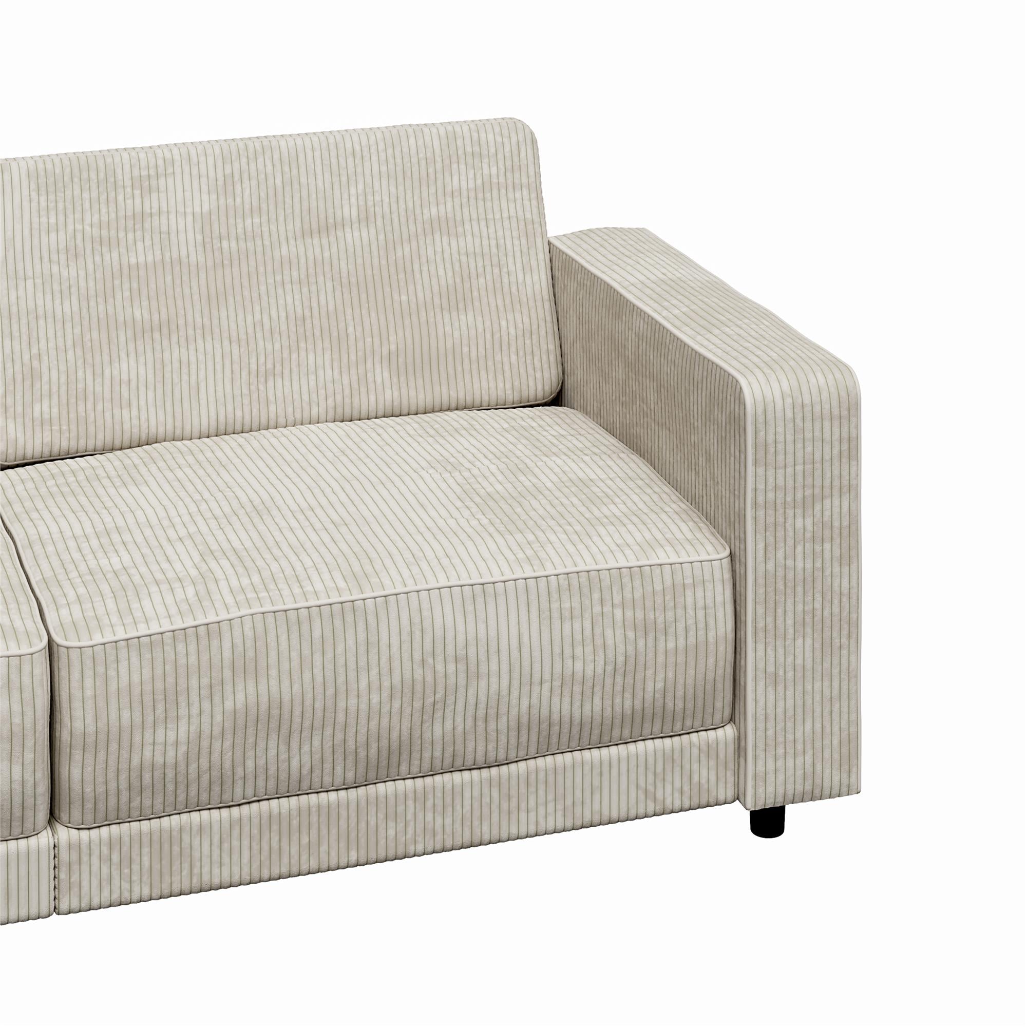 RealRooms Allie Corduroy 82" Futon Sofa Bed, Ivory - Ivory Corduroy - 3-Seater