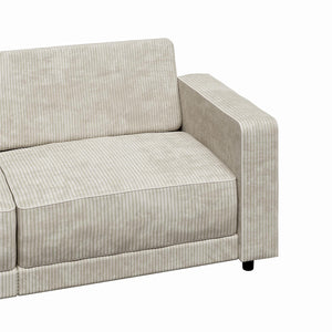 RealRooms Allie Corduroy 82" Futon Sofa Bed, Ivory - Ivory Corduroy - 3-Seater