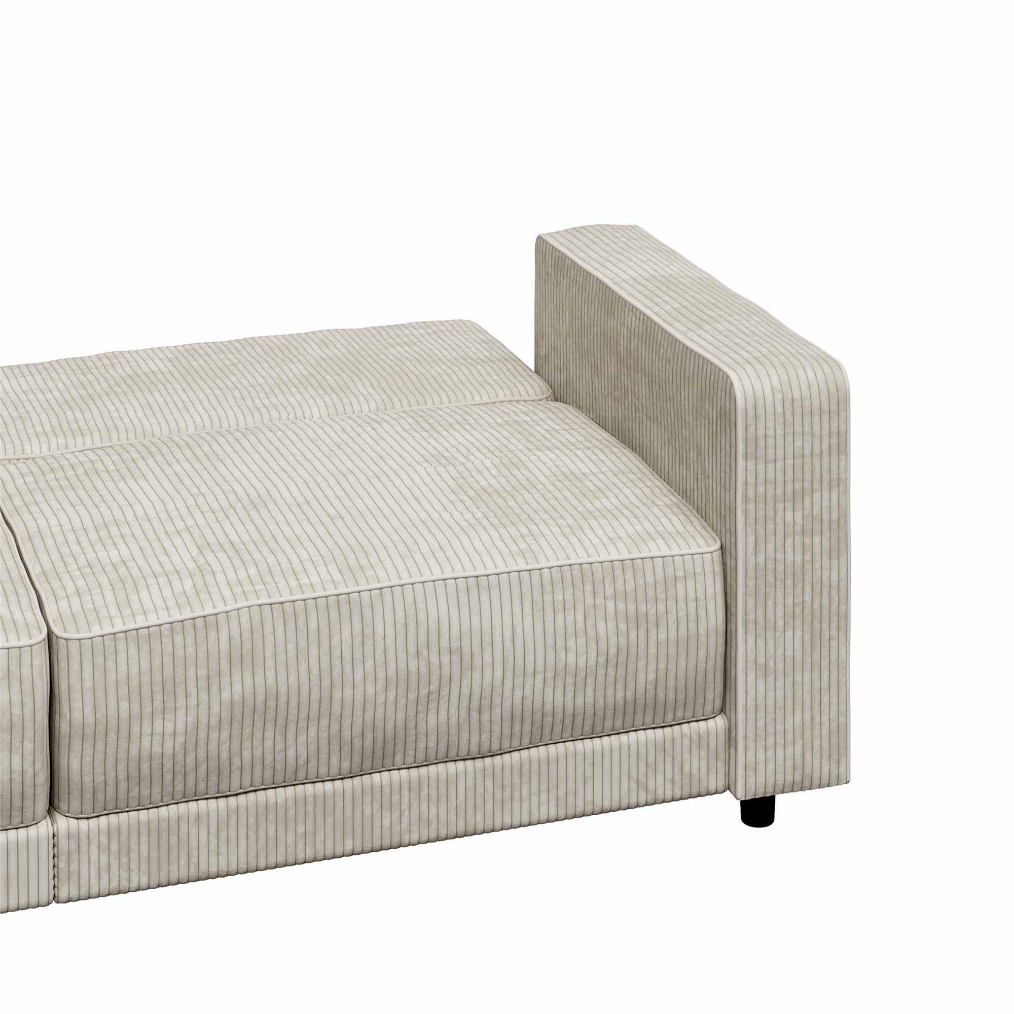 RealRooms Allie Corduroy 82" Futon Sofa Bed, Ivory - Ivory Corduroy - 3-Seater