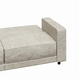 RealRooms Allie Corduroy 82" Futon Sofa Bed, Ivory - Ivory Corduroy - 3-Seater