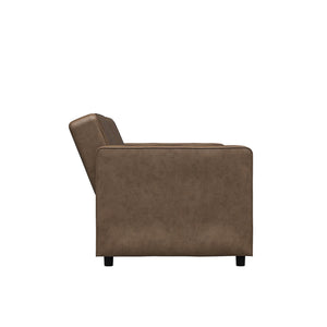 RealRooms Allie Faux Leather 82" Futon Sofa Bed, Brown - Brown Faux Leather - 3-Seater