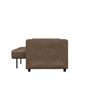 RealRooms Allie Faux Leather 82" Futon Sofa Bed, Brown - Brown Faux Leather - 3-Seater