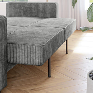 RealRooms Allie Corduroy 82" Futon Sofa Bed, Gray - Gray Corduroy - 3-Seater