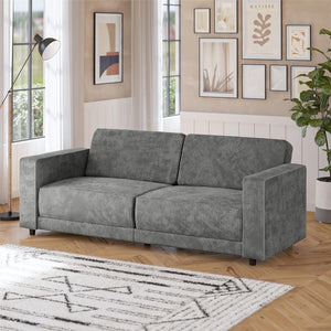 RealRooms Allie Corduroy 82" Futon Sofa Bed, Gray - Gray Corduroy - 3-Seater