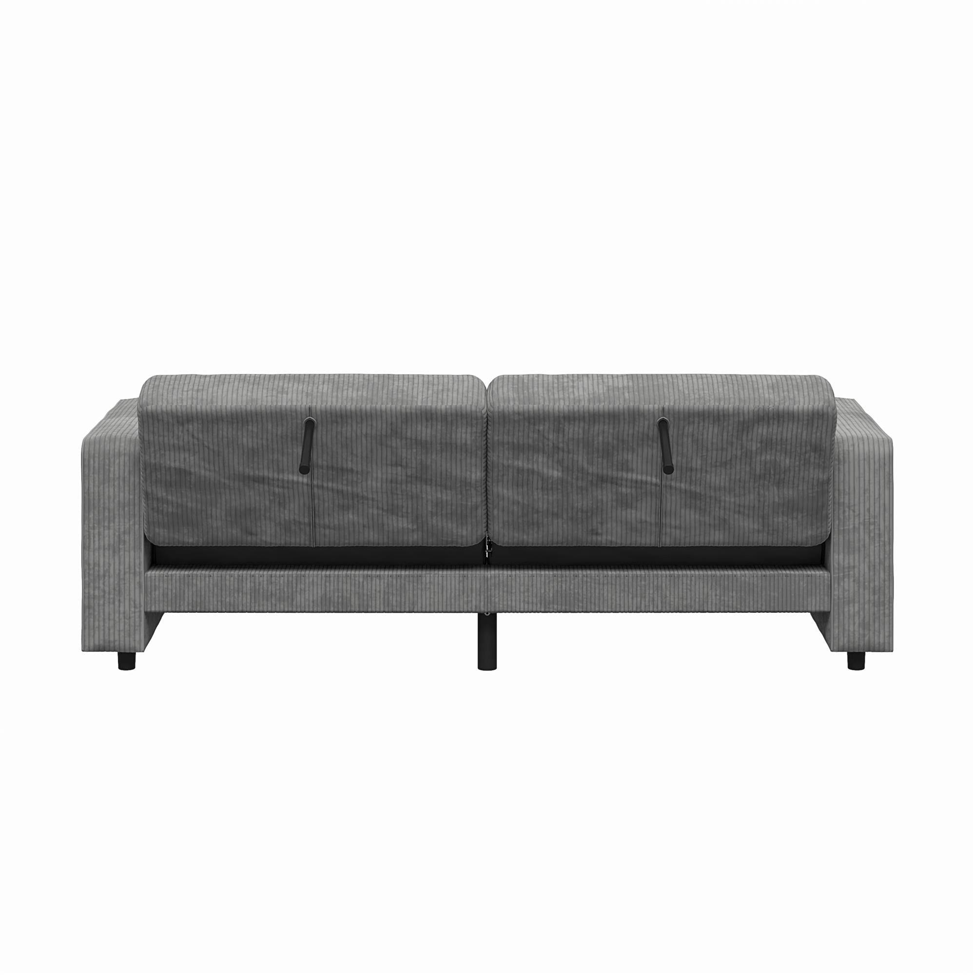 RealRooms Allie Corduroy 82" Futon Sofa Bed, Gray - Gray Corduroy - 3-Seater