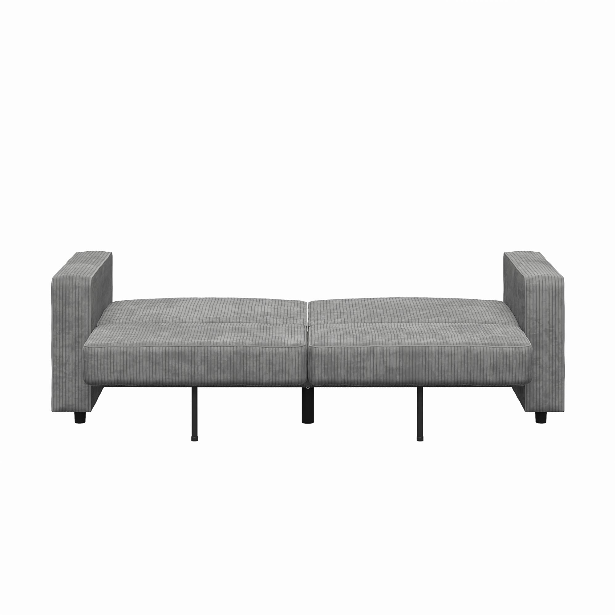 RealRooms Allie Corduroy 82" Futon Sofa Bed, Gray - Gray Corduroy - 3-Seater
