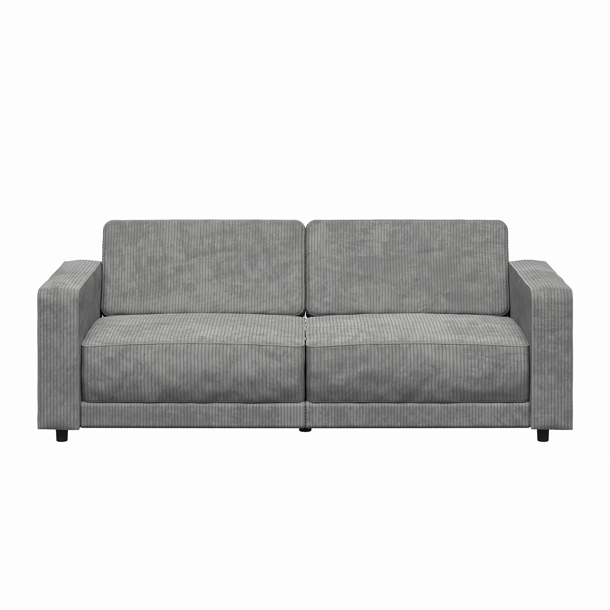 RealRooms Allie Corduroy 82" Futon Sofa Bed, Gray - Gray Corduroy - 3-Seater
