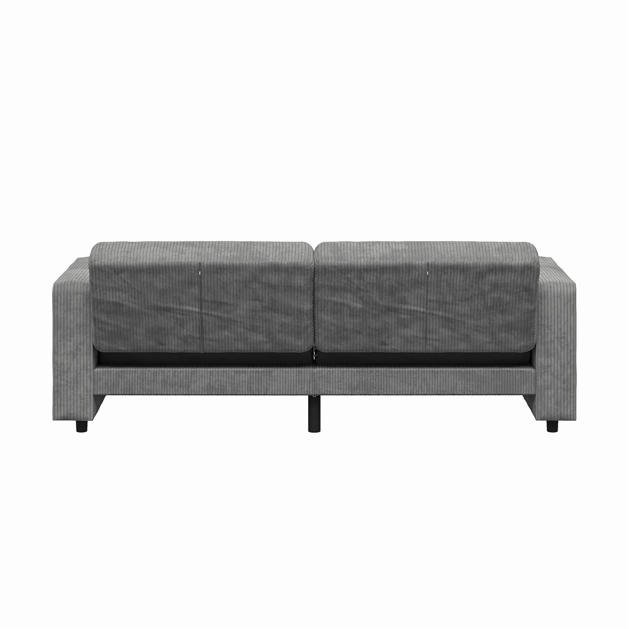 RealRooms Allie Corduroy 82" Futon Sofa Bed, Gray - Gray Corduroy - 3-Seater