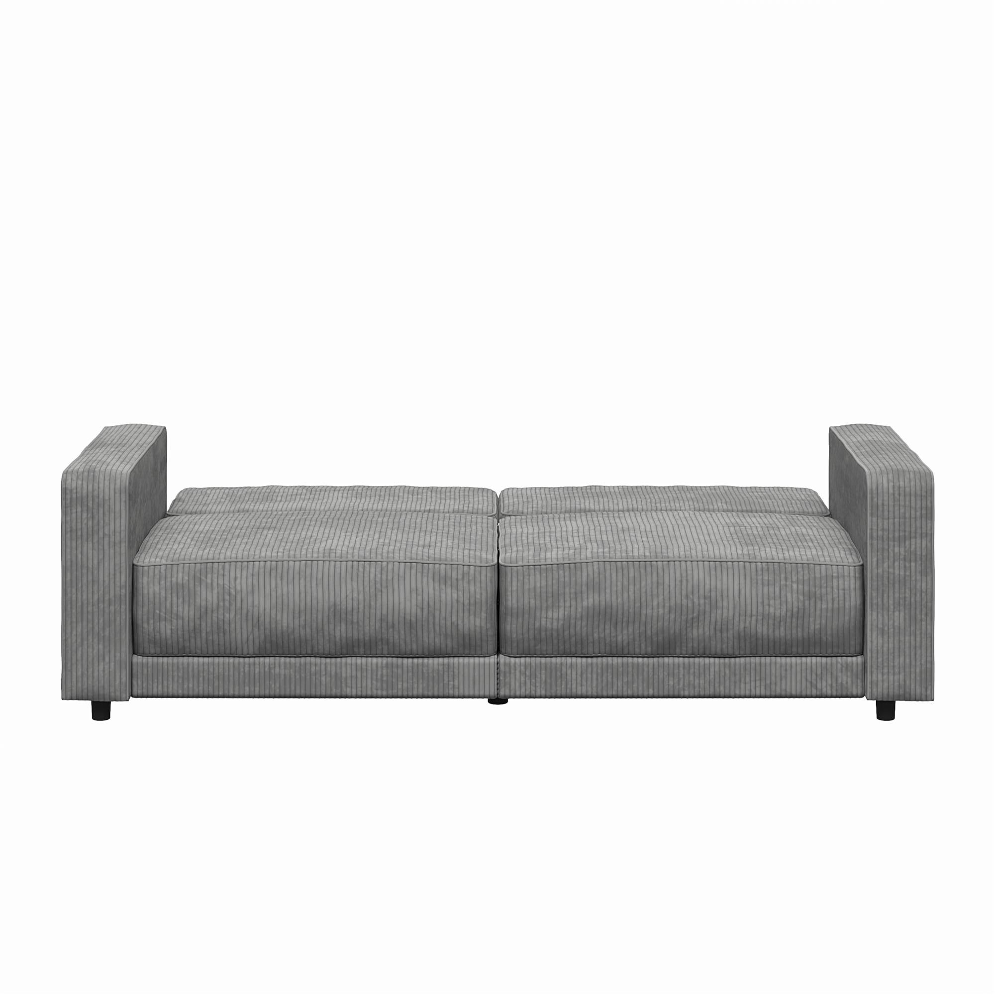 RealRooms Allie Corduroy 82" Futon Sofa Bed, Gray - Gray Corduroy - 3-Seater