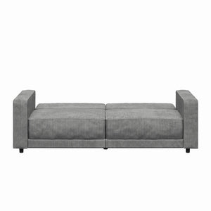 RealRooms Allie Corduroy 82" Futon Sofa Bed, Gray - Gray Corduroy - 3-Seater