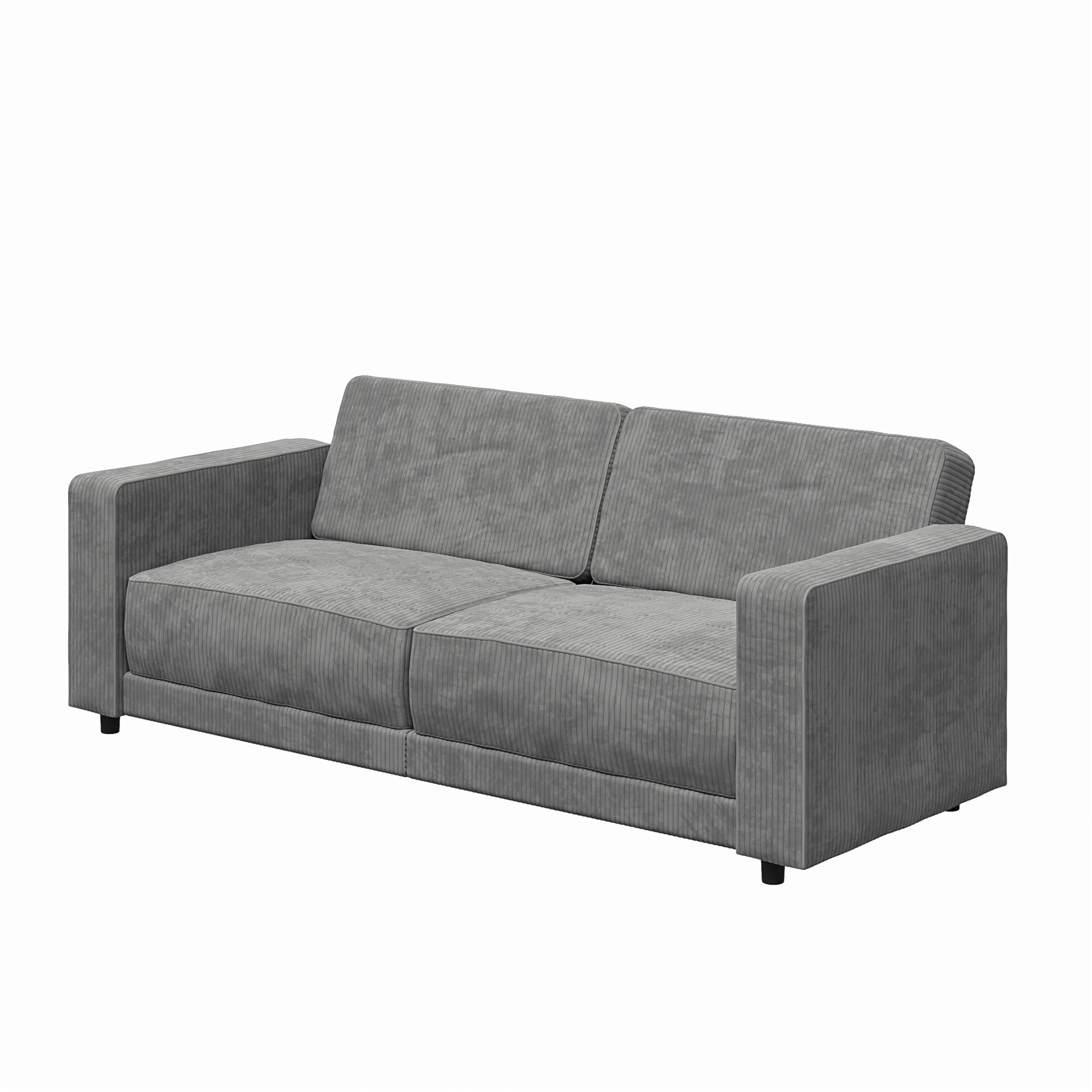 RealRooms Allie Corduroy 82" Futon Sofa Bed, Gray - Gray Corduroy - 3-Seater