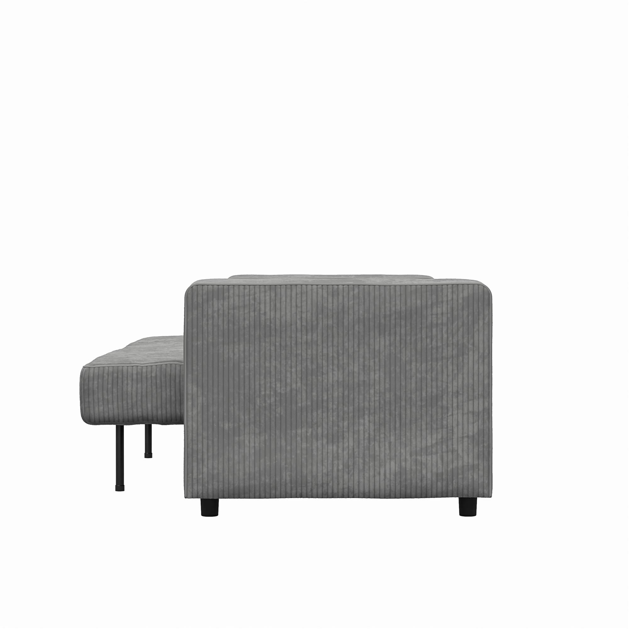 RealRooms Allie Corduroy 82" Futon Sofa Bed, Gray - Gray Corduroy - 3-Seater