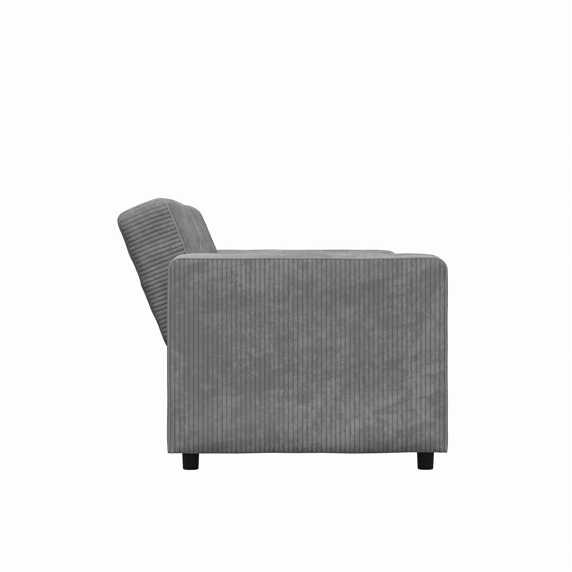RealRooms Allie Corduroy 82" Futon Sofa Bed, Gray - Gray Corduroy - 3-Seater