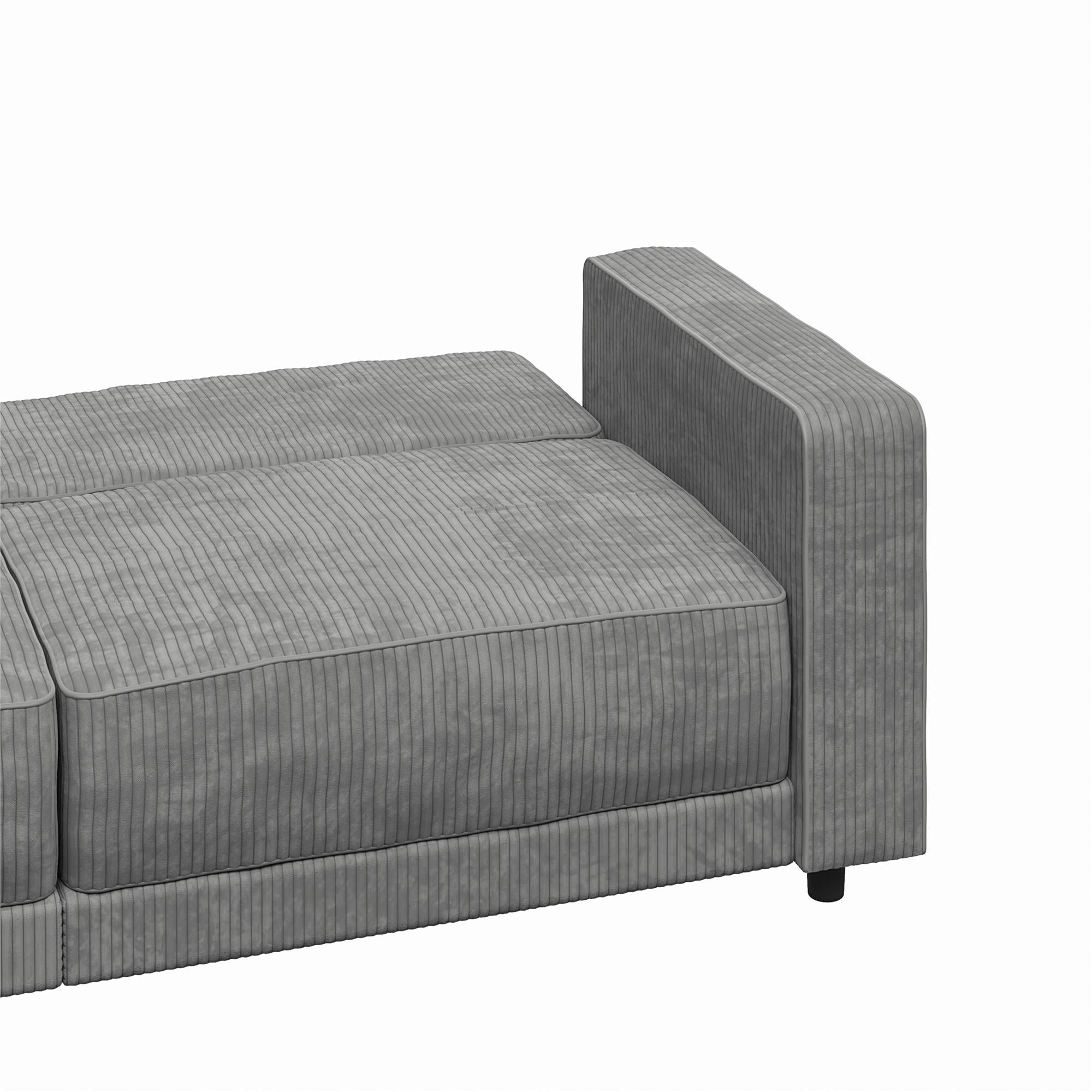 RealRooms Allie Corduroy 82" Futon Sofa Bed, Gray - Gray Corduroy - 3-Seater
