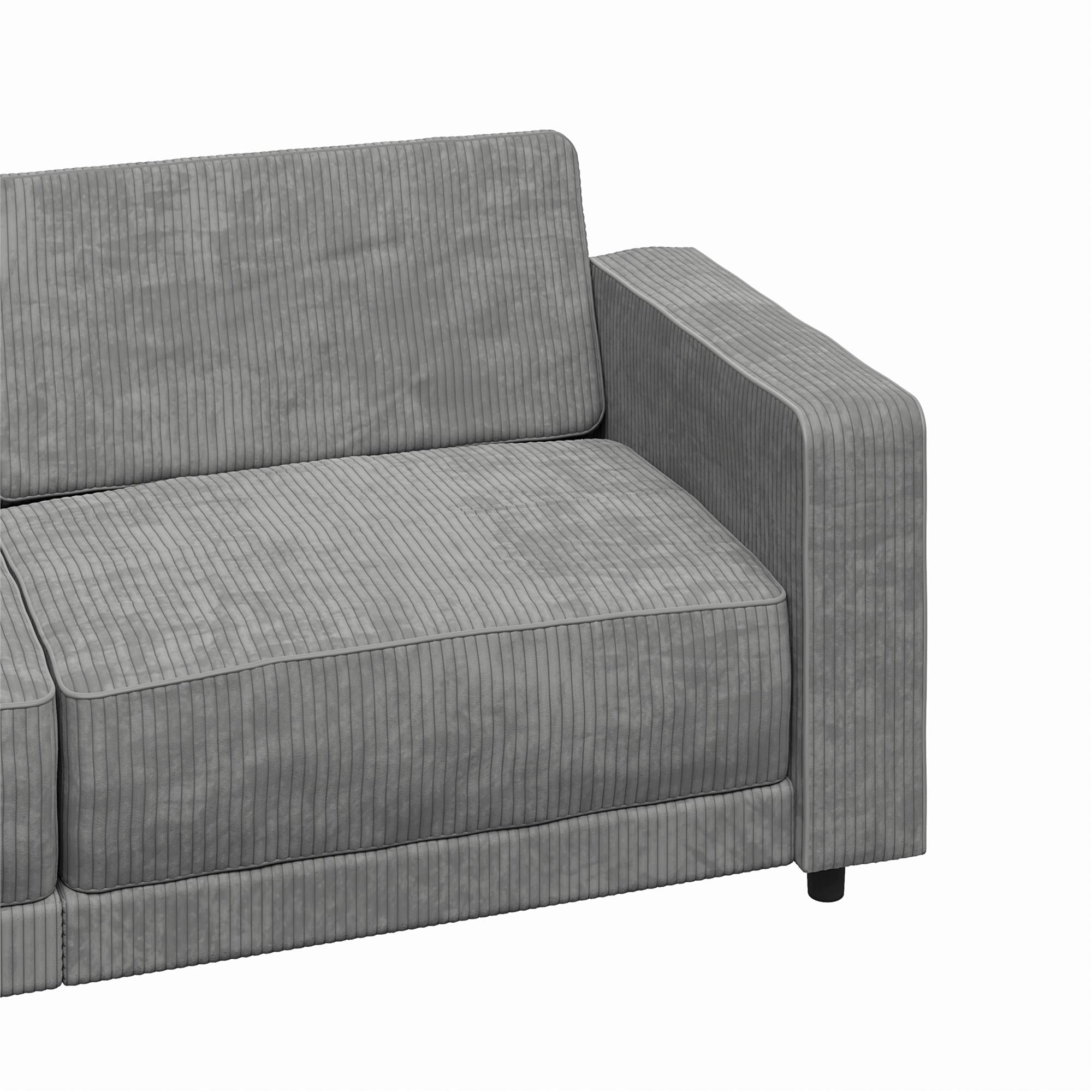 RealRooms Allie Corduroy 82" Futon Sofa Bed, Gray - Gray Corduroy - 3-Seater