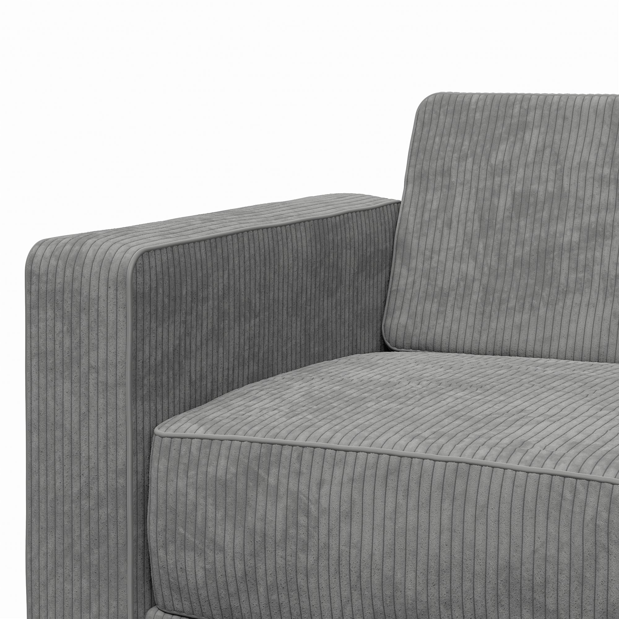 RealRooms Allie Corduroy 82" Futon Sofa Bed, Gray - Gray Corduroy - 3-Seater