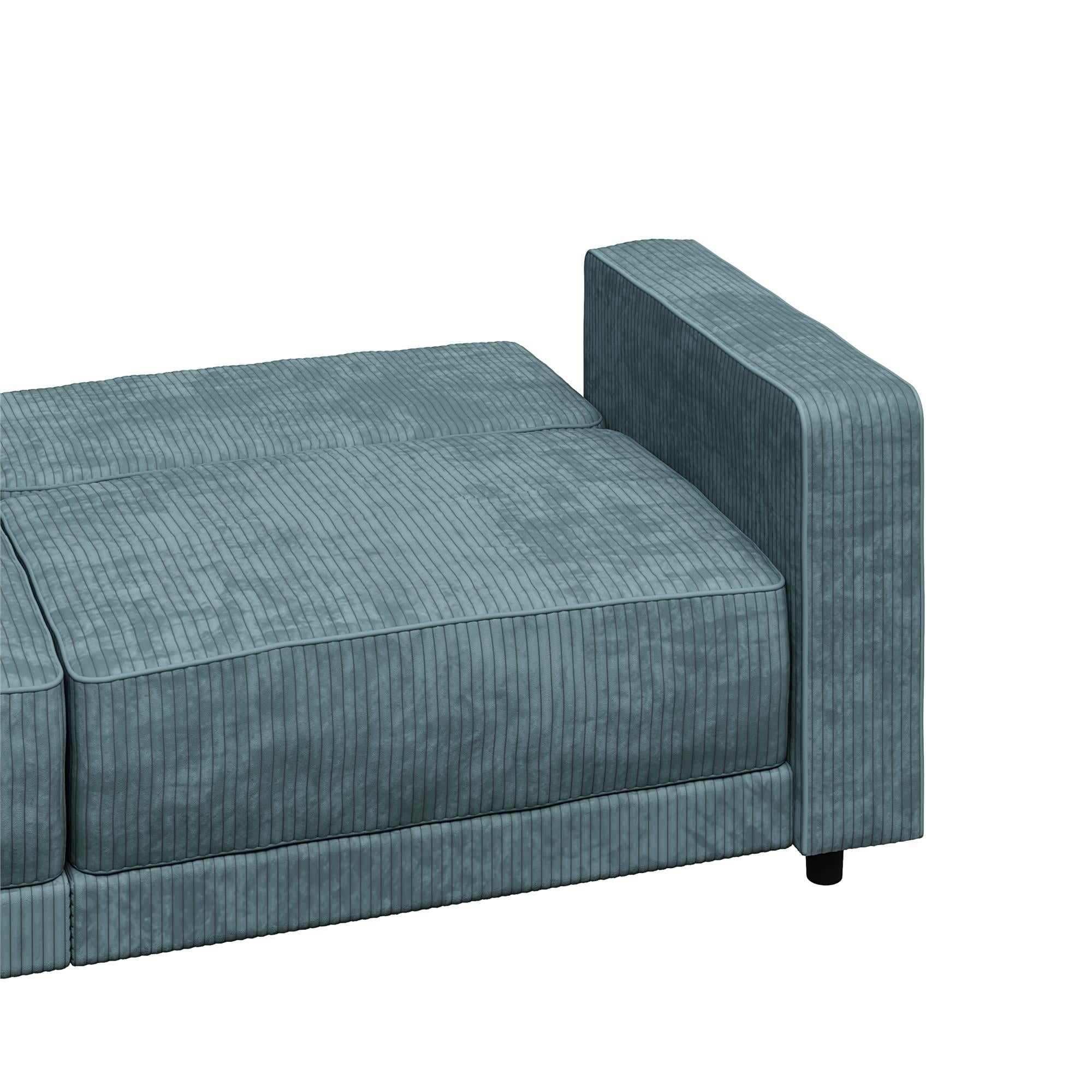 RealRooms Allie Corduroy 82" Futon Sofa Bed, Teal - Teal Corduroy - 3-Seater