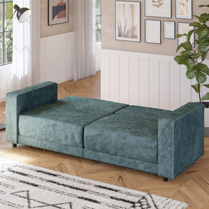 RealRooms Allie Corduroy 82" Futon Sofa Bed, Teal - Teal Corduroy - 3-Seater