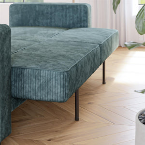 RealRooms Allie Corduroy 82" Futon Sofa Bed, Teal - Teal Corduroy - 3-Seater