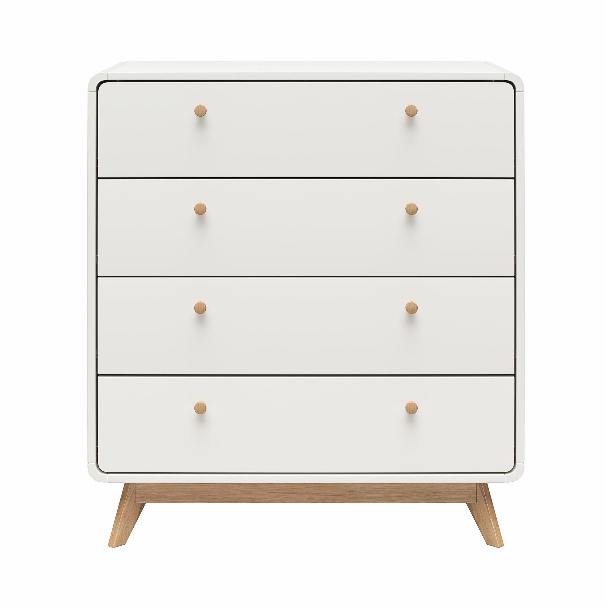 Ren Home Leva 4 Drawer Dresser, White/Oak - Flat White