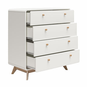 Ren Home Leva 4 Drawer Dresser, White/Oak - Flat White