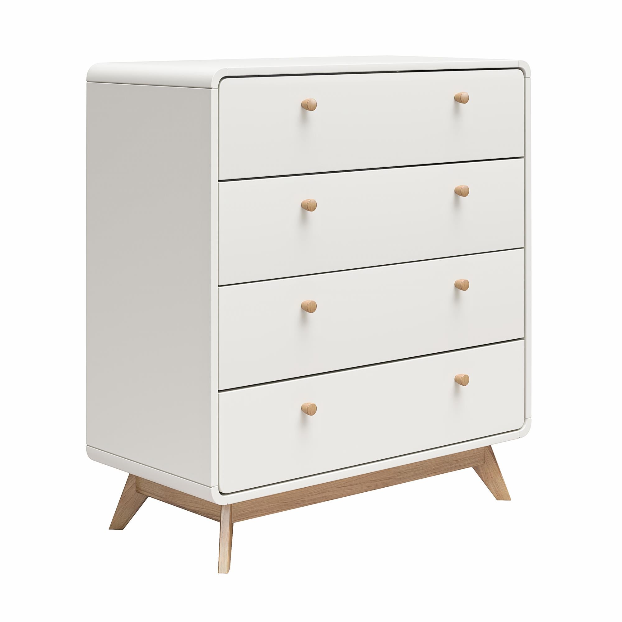 Ren Home Leva 4 Drawer Dresser, White/Oak - Flat White