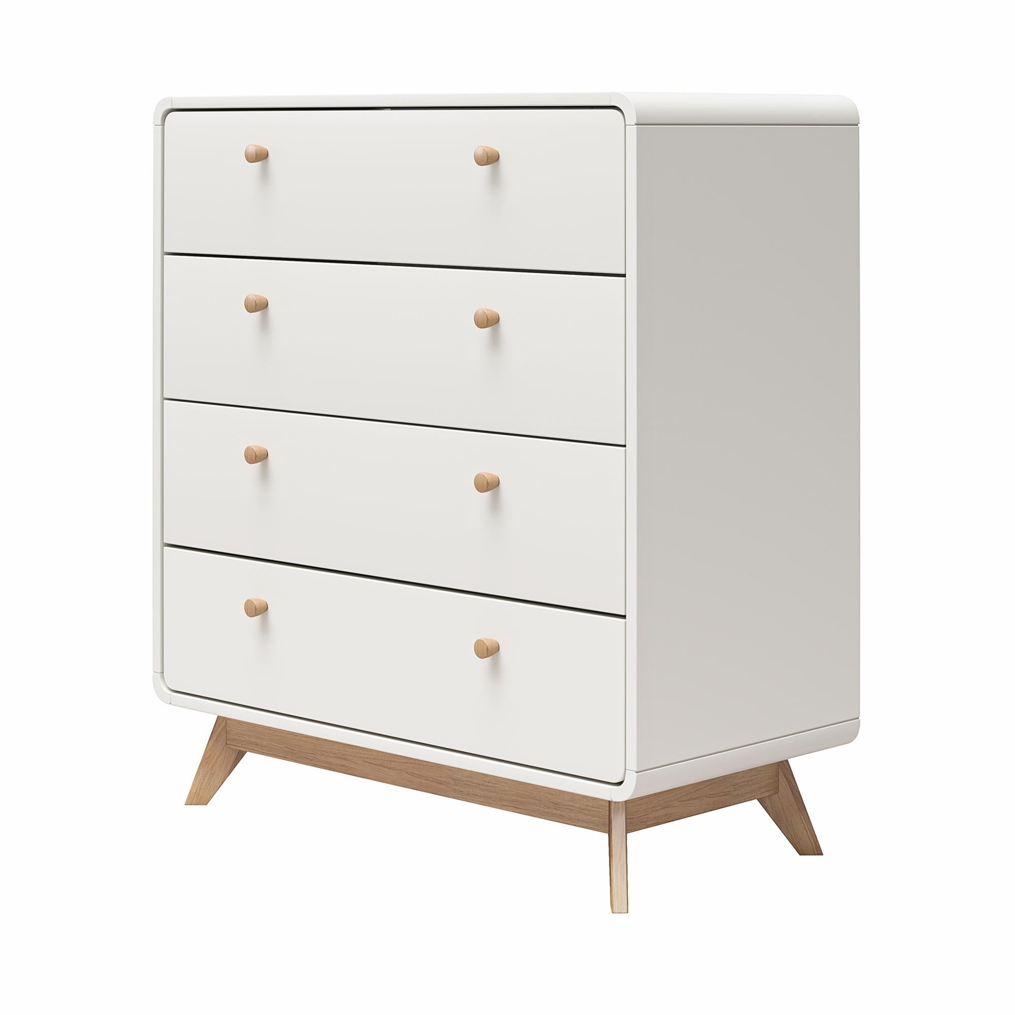 Ren Home Leva 4 Drawer Dresser, White/Oak - Flat White