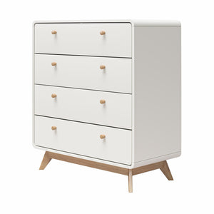 Ren Home Leva 4 Drawer Dresser, White/Oak - Flat White