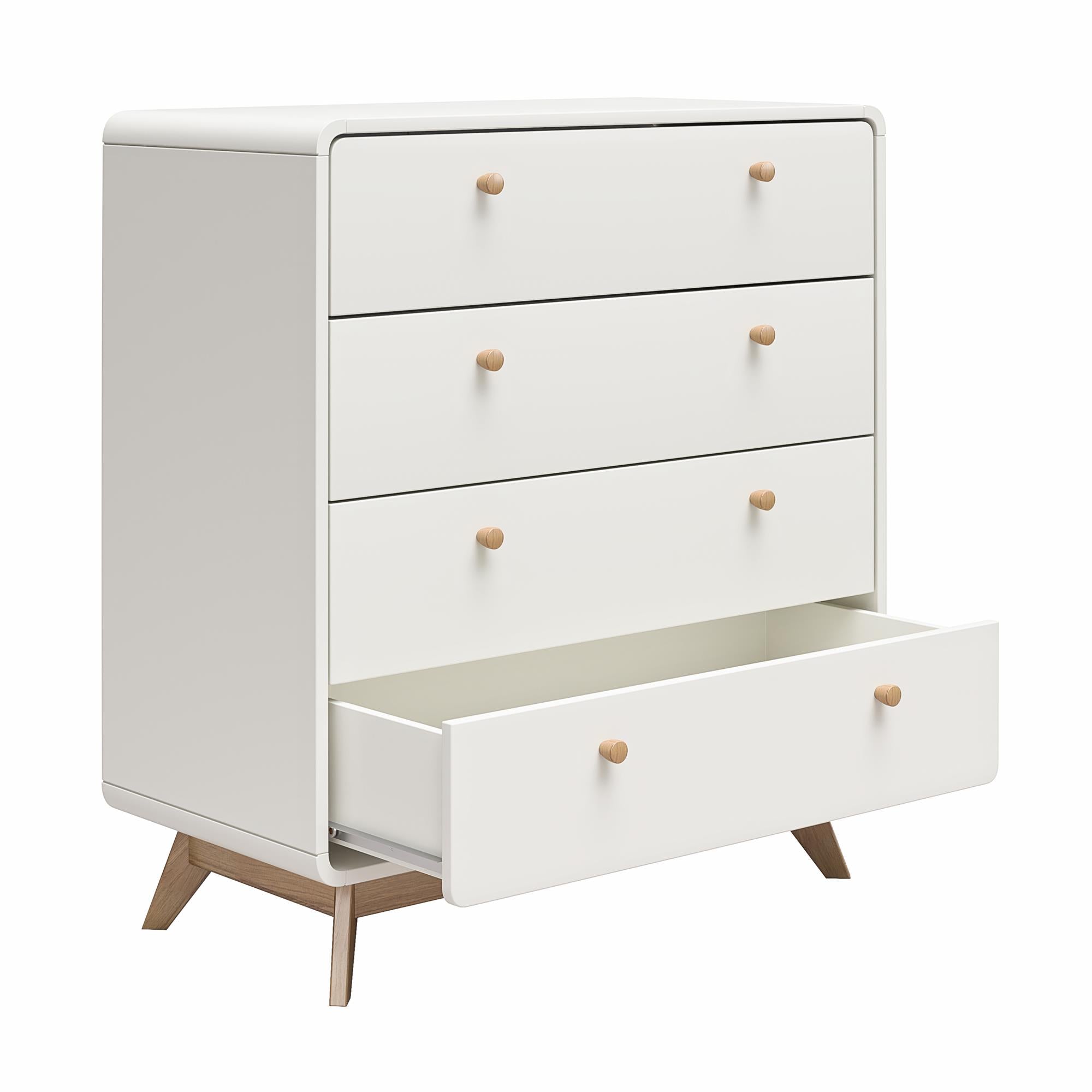 Ren Home Leva 4 Drawer Dresser, White/Oak - Flat White