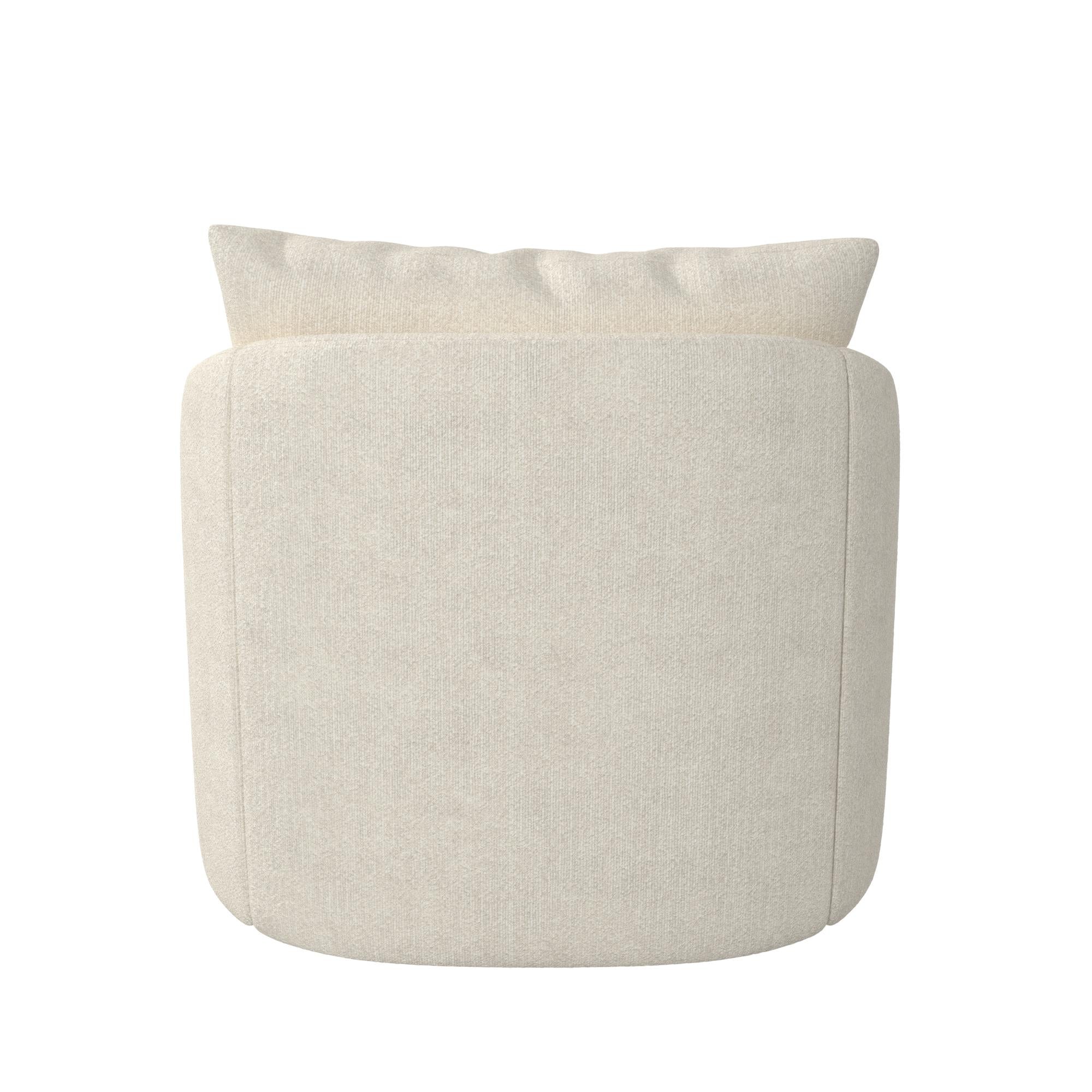 Novogratz Ines Round Swivel Accent Chair, Cream Micro Boucle - Ivory Boucle - 1-Seater