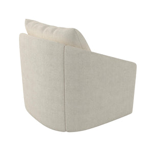 Novogratz Ines Round Swivel Accent Chair, Cream Micro Boucle - Ivory Boucle - 1-Seater