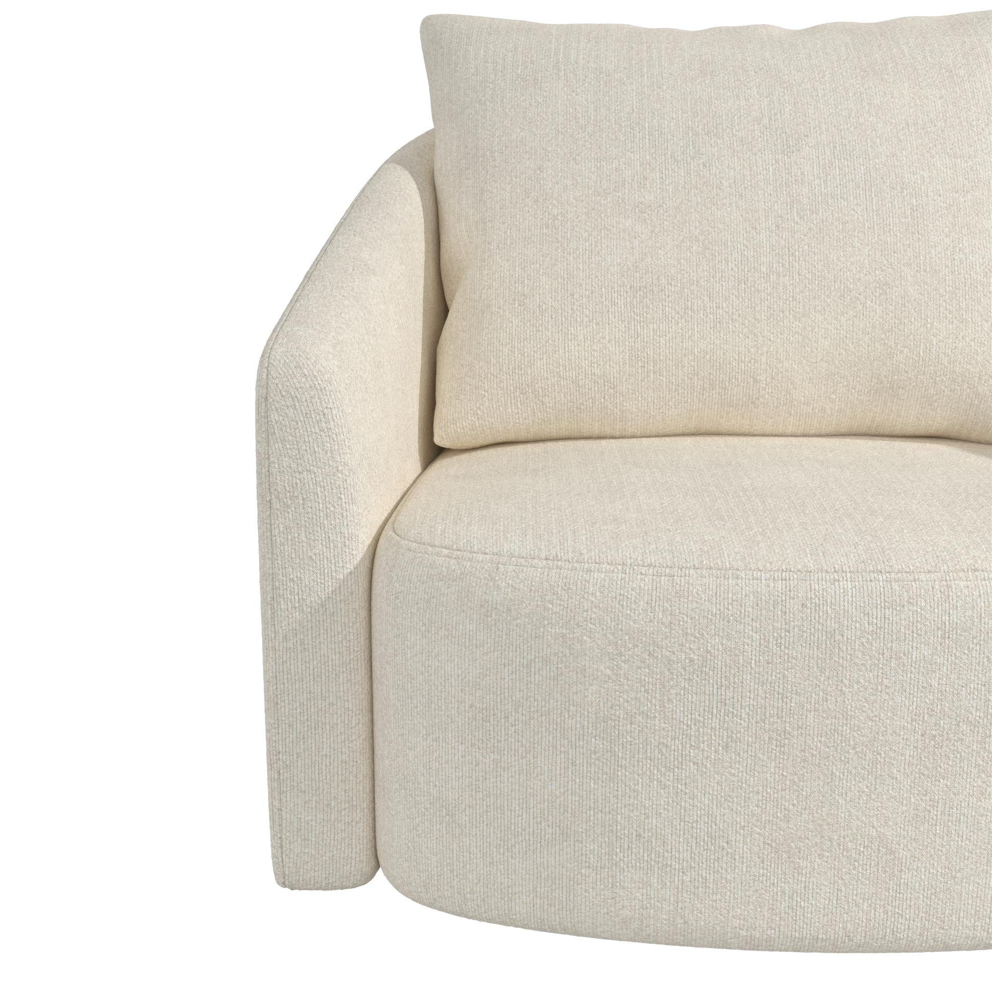 Novogratz Ines Round Swivel Accent Chair, Cream Micro Boucle - Ivory Boucle - 1-Seater