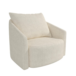 Novogratz Ines Round Swivel Accent Chair, Cream Micro Boucle - Ivory Boucle - 1-Seater