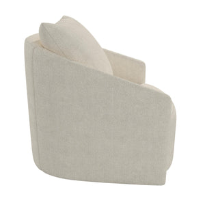 Novogratz Ines Round Swivel Accent Chair, Cream Micro Boucle - Ivory Boucle - 1-Seater