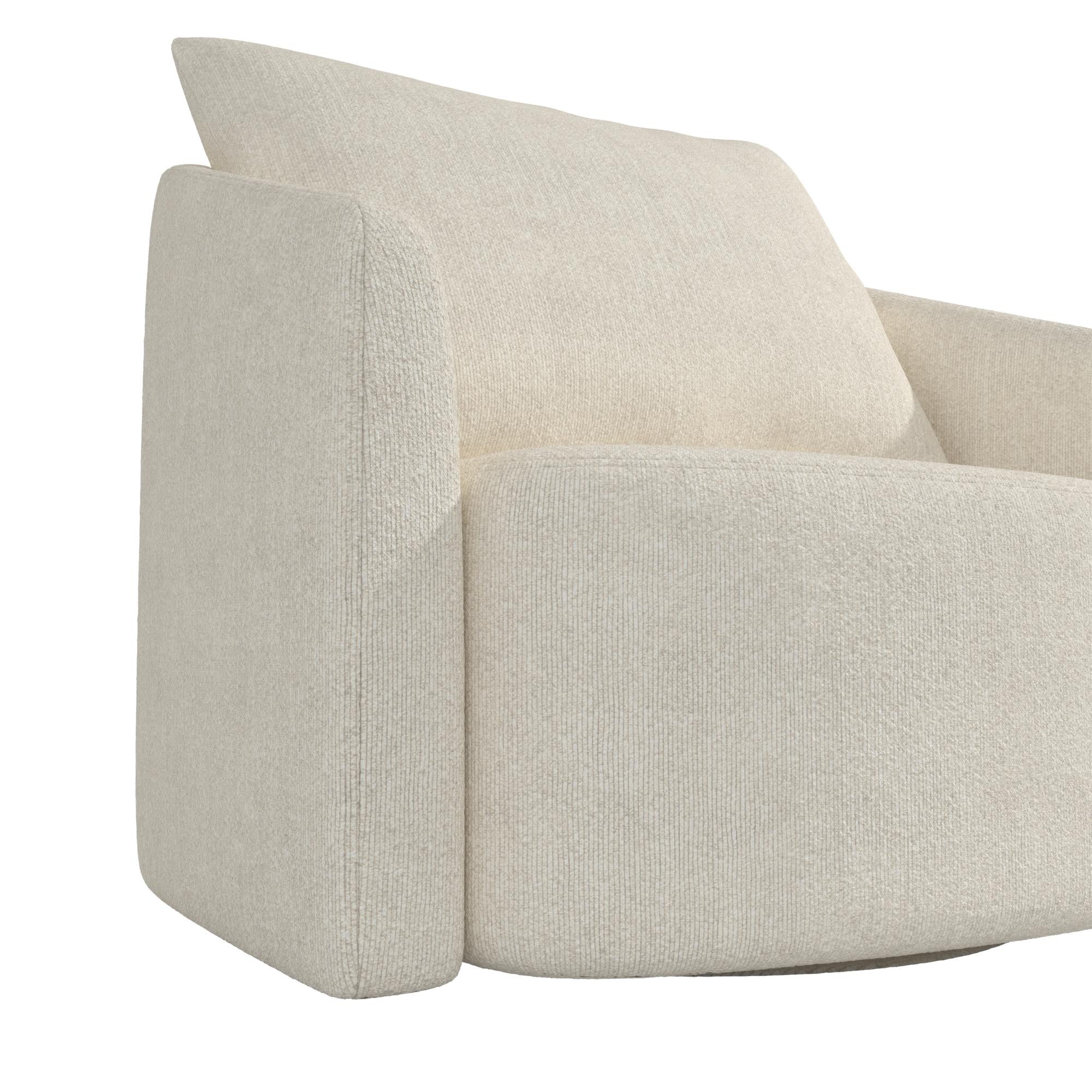 Novogratz Ines Round Swivel Accent Chair, Cream Micro Boucle - Ivory Boucle - 1-Seater