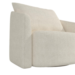 Novogratz Ines Round Swivel Accent Chair, Cream Micro Boucle - Ivory Boucle - 1-Seater