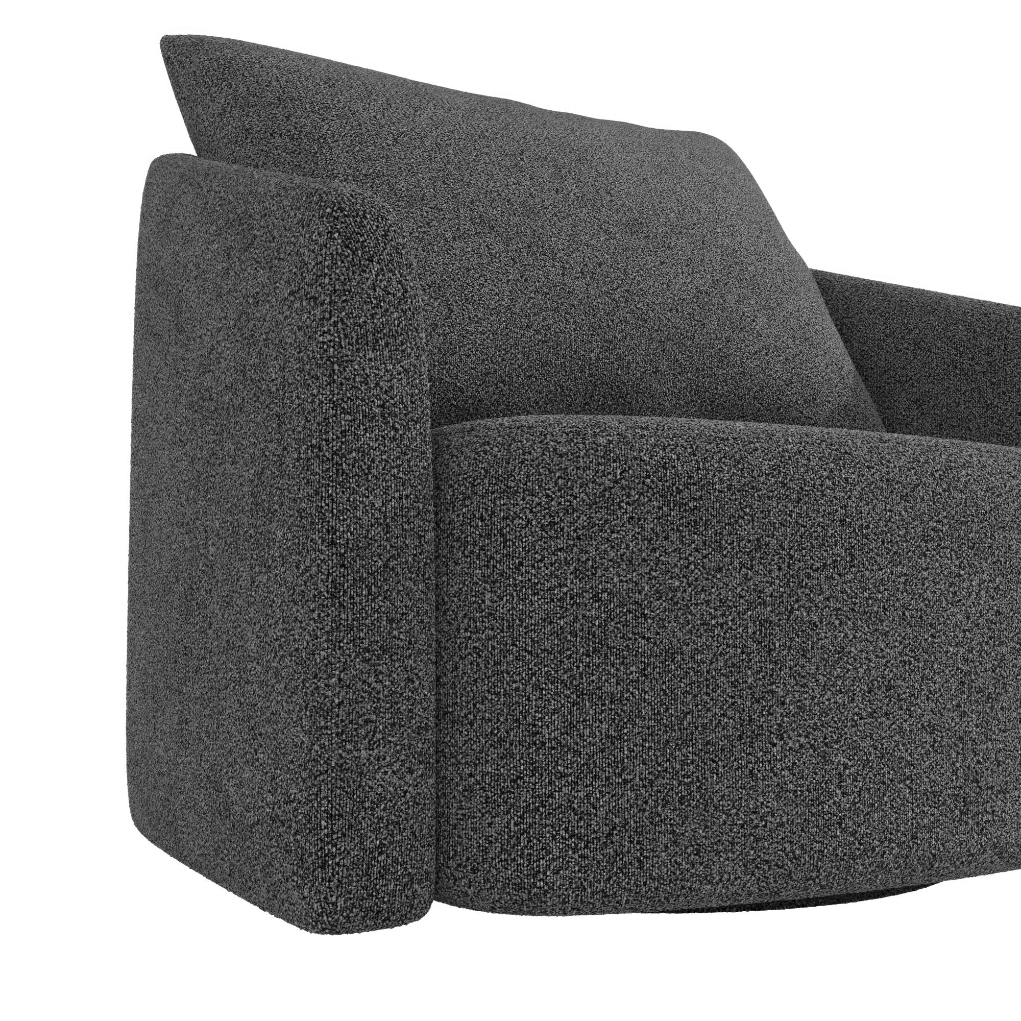 Novogratz Ines Round Swivel Accent Chair, Dark Gray Micro Boucle - Dark Gray - 1-Seater